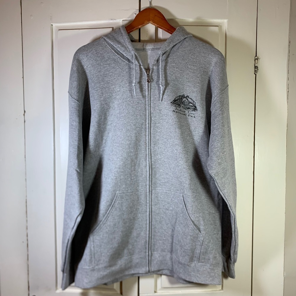 Joshua Tree National Park Bighorn Sheep Full Zip Gray Hoodie Sweatshirt Mens L